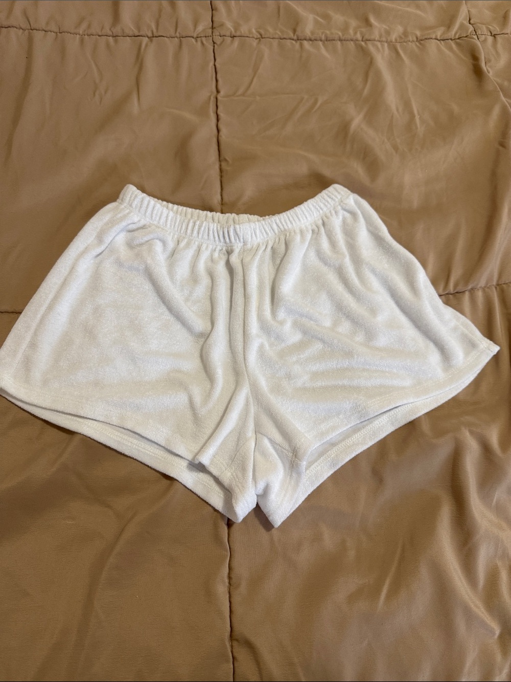 aerie White Terry Elastic Waist Athletic Shorts